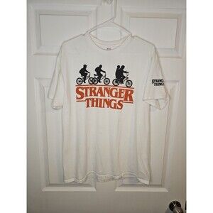 Stranger Things Netflix Graphic T Shirt Mens Size L Large White Original Logo